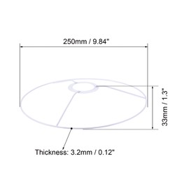 uxcell Lamp Shade Ring, 250mm Dia. Lampshade Holder Frame Ring for E26/E27 Lamp Socket, Baked Coating Iron 1 Set