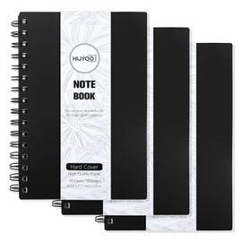 Notebook A5, 3 Pack A5 Notepad Wirebound Spiral Notebooks 80 Sheets/160 Pages for Writing, 80GSM Paper, PVC Cover, Lined Journal for Women Men Work Office School, 14.5 x 21cm-Black