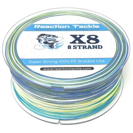 Reaction Tackle Braided Fishing Line 8 Strand Aqua Camo 30lb 30lb 1500yds