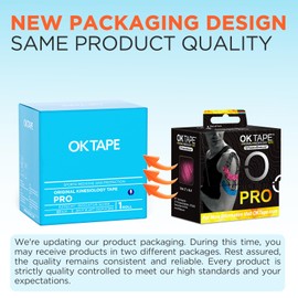 OK TAPE PRO Kinesiology Tape, 2inch x Long Roll 16ft Free Cut Tape, Elastic Athletic Tape Therapeutic Latex Free, Black+Black