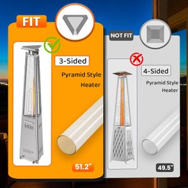Patio Heater Glass Tube Replacement 51.2" Tall 4" Diameter Fit 3-sided Commercial Tall Glass Tube Patio Heater, Fit for lava Heat Italia Models Lava 2G, Lava Lite, Lava Lite KD, Capri, Ferrara, LHI