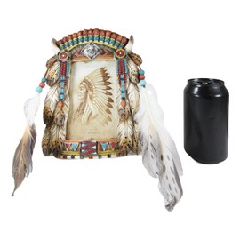 Ebros Pack Of 2 Southwest Native American Indian Headdress And Alpha Wolf Dreamcatcher With Beaded Lace Eagle Feathers And Turquoise Gems Wall Or Desktop Easel Back 4X6 Photo Picture Frames Figurines