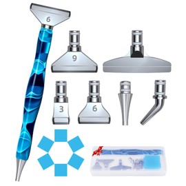 Volitaous 14 Pieces Diamond Painting Pen Tools, 6 PCS Stainless Steel Tip for Diamond Painting Accessories Comfort Grip Ergonomic Diamond Art Tools with 6 Clay, Box, Blue