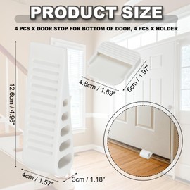 PATIKIL Rubber Door Stoppers for Bottom of Door, 4 Pack Door Wedge Stopper with Holder Sturdy Stackable Doorstop Wall Protector for Home Office Floor Concrete Tile, White