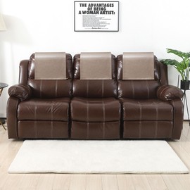 Hittun 3 Pieces Recliner Headrest Covers Protector Non Slip Waterproof Recliner Sofa Headrest Covers for Recliner Chair,Faux Leather Recliner Couch Headrest Protector for Sofa,Theater Seat (Taupe, 3)