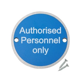 Fire Door Guru® Authorised Personnel Only Fire Door Sign - 76mm Disc - Stainless Steel - Fixings Included - VAT Registered