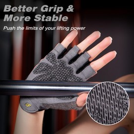 Glofit Workout Gloves for Women and Men, Weight Lifting Gloves Anti-Slip Padded Palm, Light Weight Fingerless Powerlifting Fingerless Gym Gloves for Exercise, Fitness, Training, Cycling