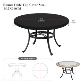 LAMUNI Garden Table Cover 102 x 10 cm Tarpaulin Garden Table Round Table Top Cover Heavy Duty Oxford Waterproof Table Top Protective Cover for Garden Table Garden Furniture Cover Protective Cover
