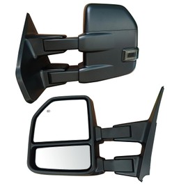 Luctend New Towing Mirrors 2004-2014 Ford F150 Pair of Power Glass,Power Heated, Turn Signal, Puddle Lamp,Black Housing,New Body Style