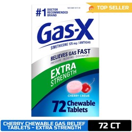 Gas-X Extra Strength Chewable Gas Relief Tablets 125mg Cherry 72 Count