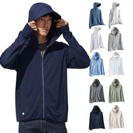 Soulhapee Men's Rash Guard, UV Protection, Cool, Sun Protection, Hoodie, For Summer, Long Sleeve, Cooling Sensation, Breathable, UPF50+, Outerwear, Summer Hood, UV Protection, navy