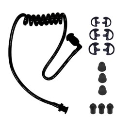 stdgove Walkie Talkie Earpiece Accessories Acoustic Clear Coil Tube with Silicone Ear Moulds Mold and Soft Tips (Black)
