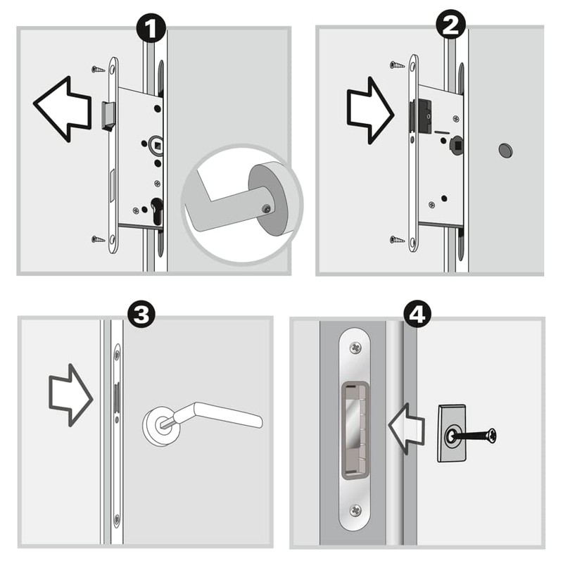 WIR elektronik, mSCHLOSS Mechanical Magnetic Latch Mortice Lock Stainless Steel