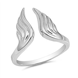 CloseoutWarehouse 925 Sterling Silver Angel Wings Ring Size 9