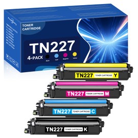 TN-227 TN227 High Yield Toner Cartridge 4 Pack Replacement for Brother TN-227BK/C/M/Y High Yield Toner Cartridge TN-223BK/C/M/Y Toner Compatible for MFC-L3770CDW HL-L3290CDW HL-L3270CDW Printers