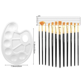 KissDate Paint Brushes, Set of 12 Brushes with Palette, Nylon Brushes for Professional Watercolor for Artisan Painting (Black)