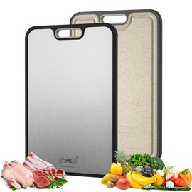 Titanium Cutting Boards for Kitchen, Cutting Board Titanium Double Sided Food Grade, Pure Titanium and Wheat Straw PP, Titanium Chopping Board for Meat, Vegetables and Fruits