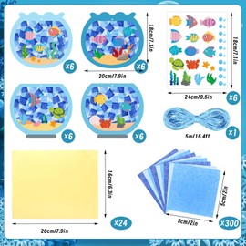 24 Sets Fishbowl Paper Crafts Make Your Own DIY Fish Tissue Paper Craft Kit for Classroom Home Activities