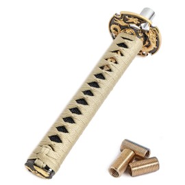 Life Palette Japanese Sword Shift Knob Long Warlords Pattern M8 M10 M12 with Conversion Adapter Impact Cool Japanese Style AT MT Car Truck Custom Black Red Gold 26.5cm 265mm (Gold)