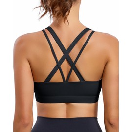 RUNNING GIRL Strappy Sports Bra for Women Sexy Crisscross Back Light Support Yoga Bra with Removable Cups