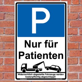 Sign "Parken nur für Patienten" Sign 300 x 200 mm Portrait Sturdy Aluminium Composite Plate 3 mm Thick Includes 4 Corner Holes
