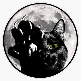Leyland Designs Black Cat Bright Moon Sticker Outdoor Rated Vinyl Sticker Decal for Windows, Bumpers, Laptops or Crafts 5"