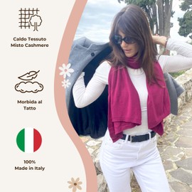 creazioni unique Women's Winter Scarf, Made in Italy - Autumn/Winter Accessories - Winter Women Scarf - Cashmere Blend Scarf, midnight blue