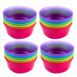 Cuddly Hippo Kids Plastic Dinnerware Set of 24 Multi Color Bowls - Reusable, BPA-Free, Dishwasher Safe and Microwaveable