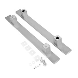 Ranbo H-Shaped 48" Length Rectangle Back to Back Large Push Pull Door Handle, Edge Chamfer Design for Safety, 304 Stainless Steel, for Barn Front Wood Shower Commercial Entrance Door, Polished Chrome