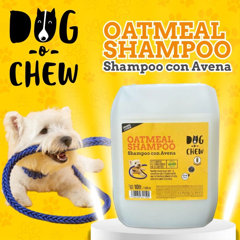 Shampoo Perro Avena Hipoalergénico Vegano DOG-O-CHEW 10L Pelaje Corto Largo
