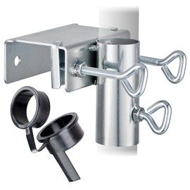 com-four® Parasol Holder Made of Galvanised Steel, Adjustable Umbrella Attachment for Balcony Railing with 2 Adapter Sleeves, Solid Sun Umbrella Holder for Balcony Parapet (Diameter 25-38 mm, Pack of