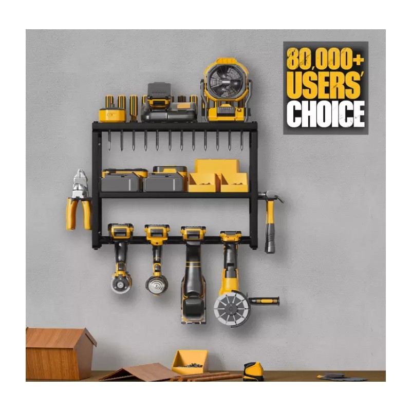 Amoowis Power Tool Organizer, Garage Shelving with 4 Drill Holder,