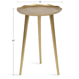 Kate and Laurel Alessia Modern Round Metal Side Table; 15 x 15 x 22; Gold; Decorative Glam Cast Aluminum End Table with Deckled Edge for Bedroom Nightstand or Living Room Accent