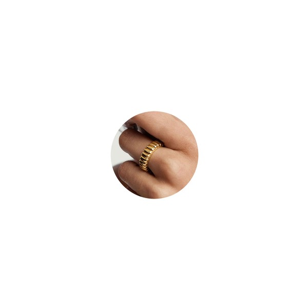 PLOMFOV 14K Gold Plated Chunky Statement Rings Stackable Wide Chunky