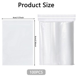 4x6cm Small Plastic Bags - 100PCS Small Ziplock Bags Grip Seal Bags, Poly Zip Lock Bags Clear Bags, Resealable Mini Pouch Transparent Baggies, Sealable Storage Pouches for Jewellery Candies