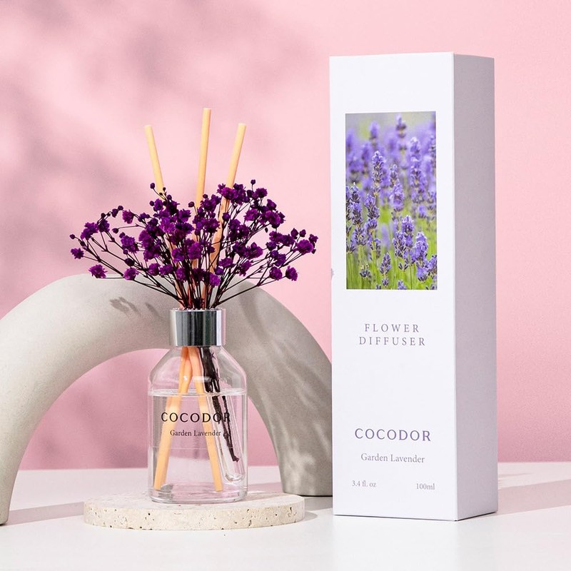 COCODOR Flower Reed Diffuser Set / 3.4oz / Garden Lavender/Scent