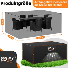 BOLEi Cover Garden Furniture Winterproof Tarpaulin with Ventilation Openings 420D Oxford Fabric Protective Cover Waterproof Rainproof Windproof Protective Cover for Rattan Furniture Balcony Furniture