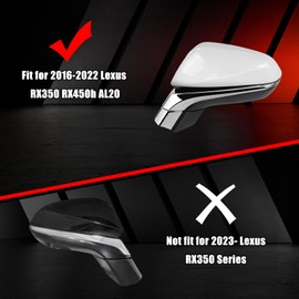 Pearl White Direct Replacement Side Mirror Covers Caps for 2015-2021 Lexus NX200T NX300 RX350 RX450H, Directly Replace Style, Not Sticker Style, Driver Side