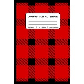 Red And Black Plaid Christmas Notebook 6x9 Stocking Stuffer Gift: Ruled White Paper Composition Book | Blank Wide Lined Writing Book for Girls Boys Kids Teens Students (6x9 notebook 110 page)