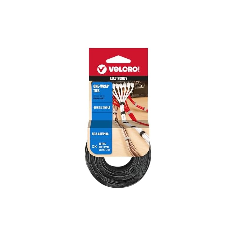Correas auto-sujetable ONE-WRAP® Marca VELCRO® Negro- Gris 1.2 cm de