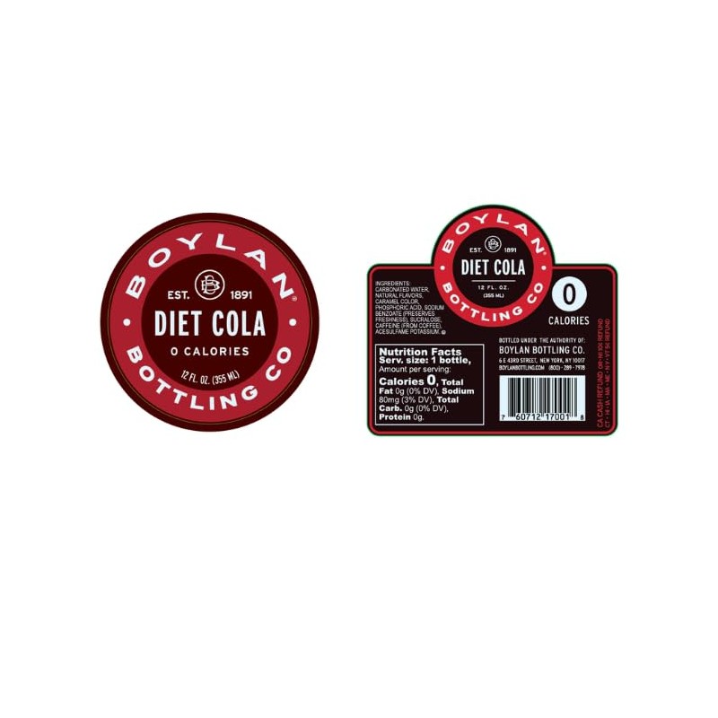 Boylan Bottling Craft Diet Cola 12oz Glass Bottle (12 Pack,
