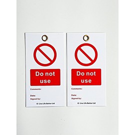 LIVELIFEBETTER® Do Not Use Tags - Set of 10 with Cable Ties for Lockout, Isolation Warnings, Records & H&S Lock Off Tags, Do Not Operate