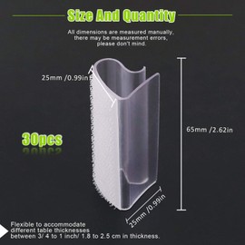 Keadic 30Pcs Clear Table Skirting Clips Tablecloth Clips with Vercro for Table 3/4 - 1 Inch with Hook and Loop for Wedding Home Meeting Party Picnic Patio Banquet Indoor Outdoor Activities