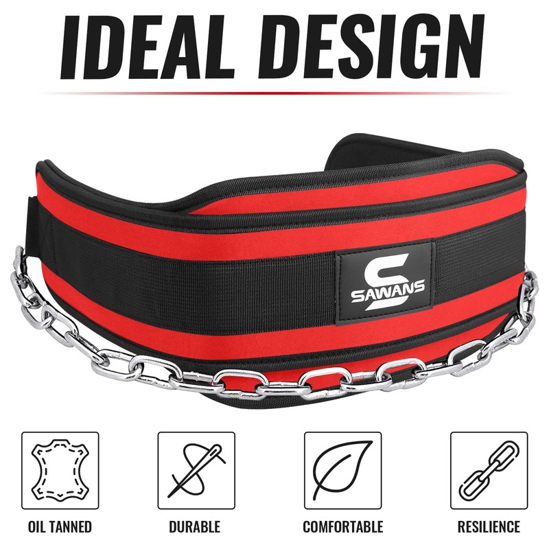 SAWANS Dip Belt with 36 Inches Heavy Duty Bodybuilding Weight