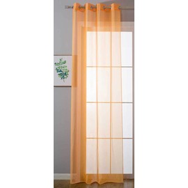 Plain 20332-cn Eyelet Curtain 245 x 140 cm Orange Eyelet Curtain Eyelets Lead Tape Closure Living Room