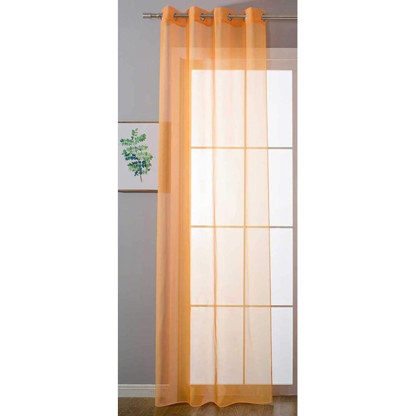 Plain 20332-cn Eyelet Curtain 245 x 140 cm Orange Eyelet