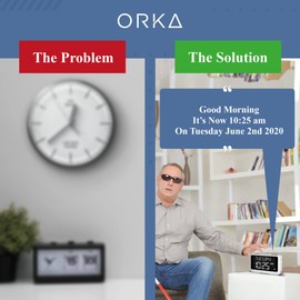 ORKA Talking Clock. Voice Recordable Ex Large Medication Pill Reminder. Talking Alarm Clock for Dementia, Hearing, Visually impaired Seniors-Digital Day Clock with Multiple Customized Alarms White