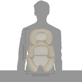 Storchenbeck Newborn Baby Pillow with 3D Mesh for Stroller, Car Seat and Highchair - Breathable Insert to Support Baby (Beige)