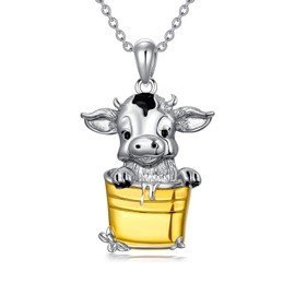HARMONY BOLA Cow Necklace 925 Sterling Silver Cow Pendant Jewelry Gifts for Women Girls