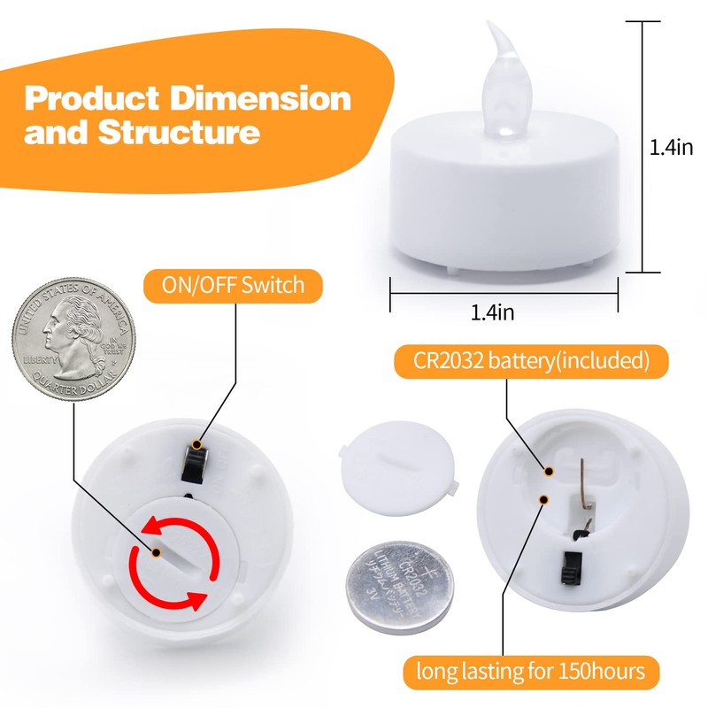 KOABY 12/24/50 Pack LED Tea Lights with 6H Timer, Auto